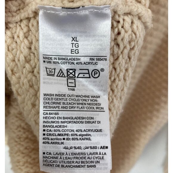 Old Navy Cable Knit Sweater Womens XL Ivory Cotton Blend Fisherman Preppy - Picture 4 of 6